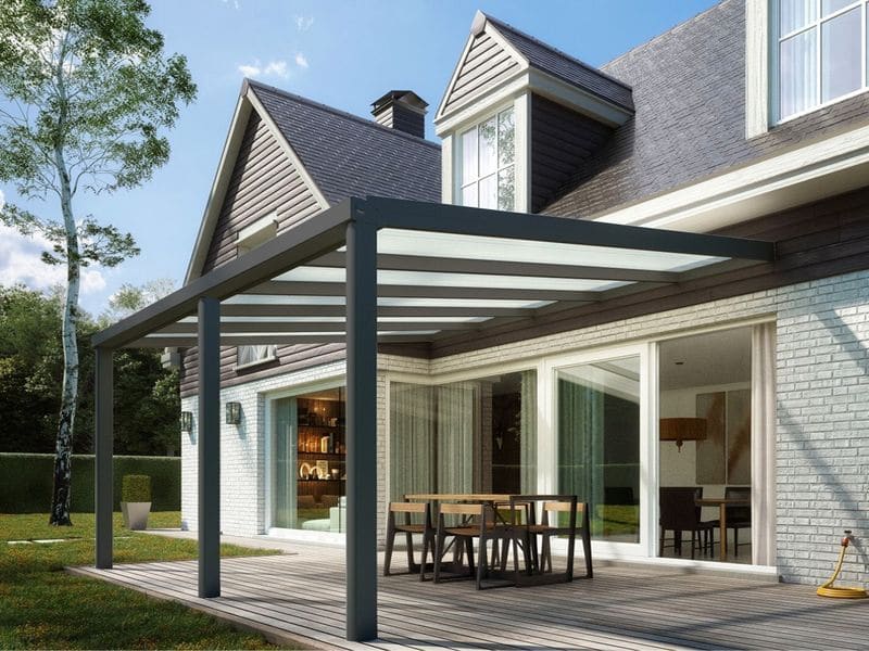 Hliníková pergola Skylux Climalux s posezením